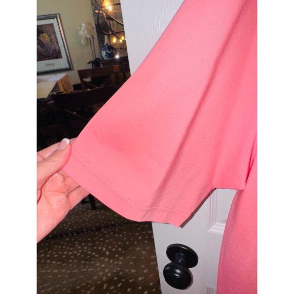 FootJoy Lisle Weather Print Self Collar Polo Pink Peach Golf Shirt Casual Top - Picture 7 of 8